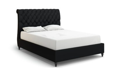 9203ac8ff071846fccc6728de383e98c787c324cd26e00a1a383df121a83692c-1.jpg An Image of MiBed Cheshire Velvet Superking Bed Frame - Mustard