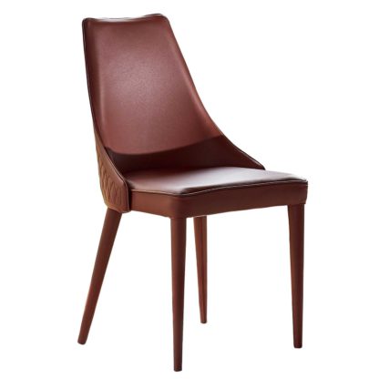9c7550da566ea30c8cf028a5c23b8e5552f3f17155b4056ca905da18d6557272.jpg An Image of Bontempi Clara Leather Dining Chair, Premium Nappa Burnt Clay