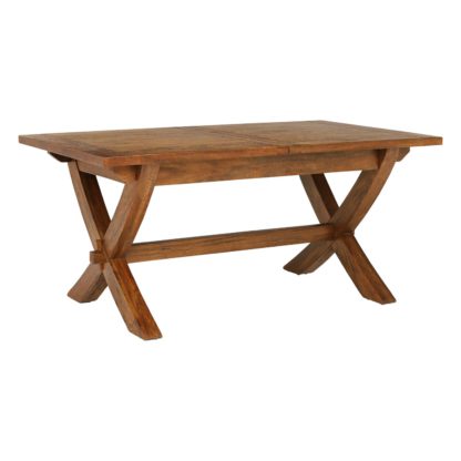 ad79bb4b303695296d638e4500f52d90eaf674751ec6f5d5305c2c0567d8622c.jpg An Image of New Frontier Mango Wood X Leg Extending Dining Table