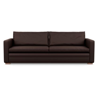 b391bd1f72a81c5b241799d27862485201923ec76158a3c67c288cf479e58a37-1.jpg An Image of Heal's Palermo 5 Seater Sofa Leather Grain Chocolate 066 Black Feet