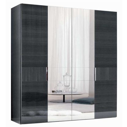c0adb1e06fa337cddad0cf4c849a82a6f4e03f60c76ecd1e5897746f304e5f9f.jpg An Image of Borgia 4 Door Wardrobe, Grey High Gloss