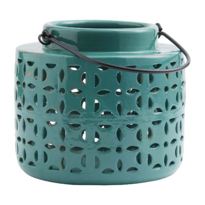 cd49db46680241100397530f8b341eea2323050dd78b1bc3de638edab02aed56.jpg An Image of Ceramic Lantern - Blue