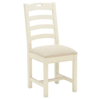 d0067f462d6726adde44f851161f840defdb29732aa19ed5b592ebfc0c3f7d68.jpg An Image of Carisbrooke Dining Chair with Square Legs and Fabric Seat, Stucco White