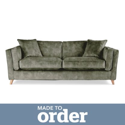 e0dbf468e220c2c6c09258125ca579bbce71871d3071a4b7904d8d760a26100f.jpg An Image of Arabella 3 Seater Sofa Slub Velvet Slub Velvet Forest Green