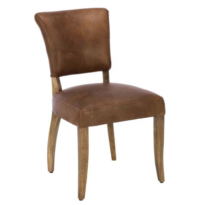 e23f121b9601c25f106add53b7d43a59e5dcf35df41fd3dbfd030ee613c8c103.jpg An Image of Timothy Oulton Mimi Destroyed Raw Leather Dining Chair, Brown
