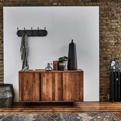 f47fb7524d82bf0cf61b37d35f6a86037a5ad15f79226015d90adca7b0649036.jpg An Image of Navarro 3 Door Sideboard, Dark Oak