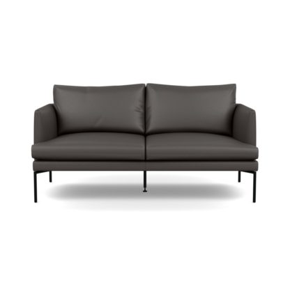 0301793686ad8fd59289883f5d970523a3009fa59bec2342ee0ff6007431b495.jpg An Image of Heal's Matera 2 Seater Sofa Leather Grain Chocolate 066 Black Feet