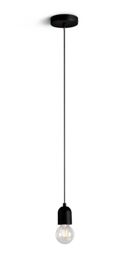095b4d3bdd28028e791fb0524340acad1854d8f8b70e09e22212fb53b680a4af.jpg An Image of Habitat Pendant Ceiling Light - Matte Black & Herringbone