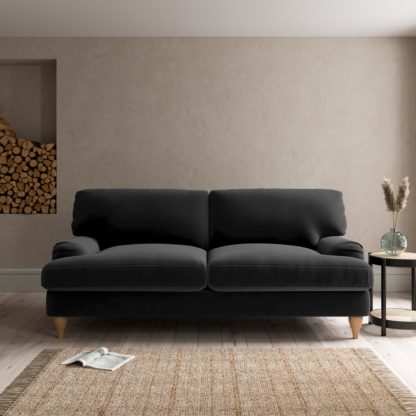 13a6616cc0979bc6f412edad7abc1862b04cc5ff76aa3d0e96953a0bc0843d76-1.jpg An Image of Darwin Luxury Velvet 3 Seater Sofa Luxury Velvet Black