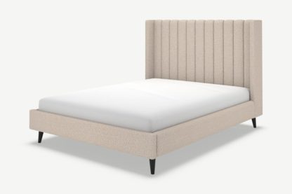 35255c34a2d9410a333ec4d87e39d59318d2f6f13158a023b8f59fadaa4d3669.jpg An Image of Cory King Size Bed, Mink Grey Boucle with Black Stain Oak Legs