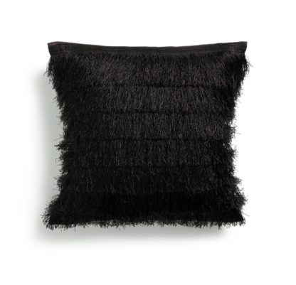 3b8a9c9465a64eaa4a5646c4799bd91d40f0fd988d3d11011fe4cd8cd399bba3.jpg An Image of Habitat Tassel Fringed Cushion Cover - Black - 43x43cm