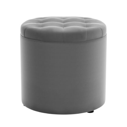4bc270780f0c8567dc802fb7efeb522532973f9854e9f4dfdd95e2153a85b8cf.jpg An Image of Oswald Velvet Round Storage Footstool Bottle (Green)