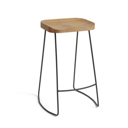 4f3e3e8edbf5ee8cdb4b0f3293d380e0ff9f4477efa16ac0a443bd12170bf9df.jpg An Image of Habitat Arte Metal Bar Stool - Oak