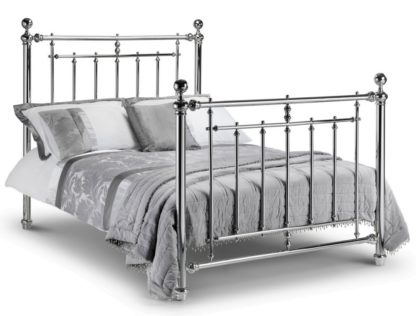 589575ca9b923ef4cf3d9ecde2d50767e79a09a516f3721d4b70cc4ee90a80fa.jpg An Image of Empress Chrome Finish Metal Bed Frame - 5ft King Size