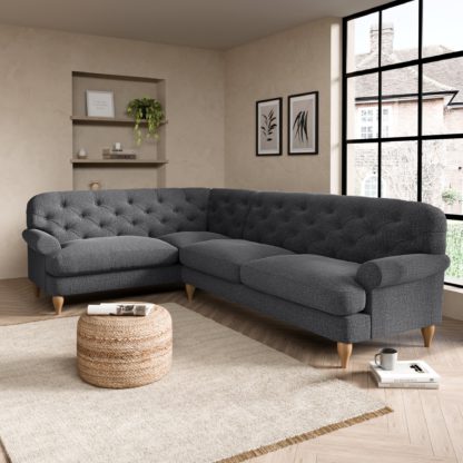 59d4f958d11fe0f8bbaadeff9d72ca0b3981df48b1722211629b436a13dbfc7f.jpg An Image of Canterbury Slub Cotton Left Hand Corner Sofa Slub Cotton Black
