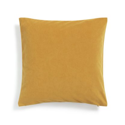 5bb09599cbcca79b363d739339d9f0b5a2741a7028361be546e1b4b44bff746b.jpg An Image of Habitat Matte Velour Plain Cushion - Mustard - 43x43cm