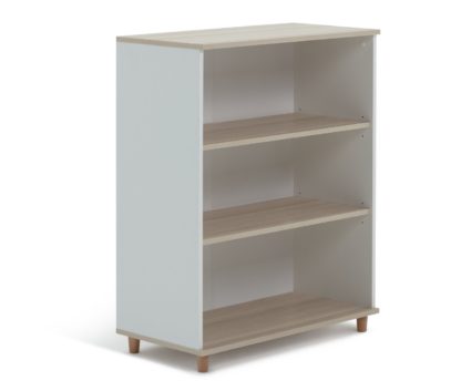 5f0579ca7135170d2579134500c4b2eaab6eec71ce4423f8c1af55ef7ca18fda.jpg An Image of Habitat Melby 3 Shelf Bookcase - White & Acacia