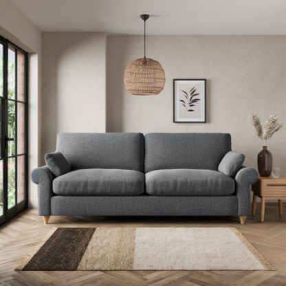 741582076539435977d74e119da20ae31420ab5fd7d192a267ab6089bfc77596.jpg An Image of Salisbury Slub Cotton 4 Seater Sofa Slub Cotton Black