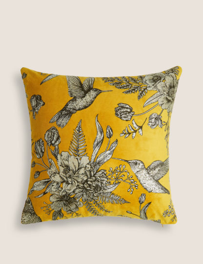 7c3c9eccd25800aaeacfaf40e4ad65363970990314f3cf1d9b776c3823b6d87a-1.jpg An Image of M&S Velvet Foil Bird Metallic Cushion