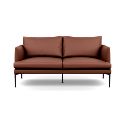 8b55a34f210f5624de58405fa5c38ce0cb0b8f5e1eea9ffa54f79651c72bcee8.jpg An Image of Heal's Matera 2 Seater Sofa Leather Grain Chocolate 066 Black Feet