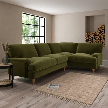 91df4aaf0cdd946cc7e940f55fe781bbc34e0b5d31df488998dae08f621718c3-1.jpg An Image of Darwin Luxury Velvet Right Hand Corner Sofa Luxury Velvet Black
