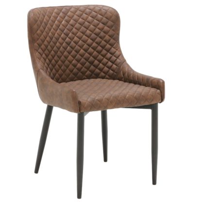 9650f5551a901be7d918cf86247dd67622ec5888e2e349810977223fb5d0019d.jpg An Image of Pair of Rivington Faux Leather Dining Armchairs Dark Brown