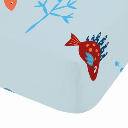 96e7e1f7d50eeae09a560f48248514e8afe35419975c0379012dbd25a0c9a7f7.jpg An Image of Catherine Lansfield Ocean Life Fitted Sheet Navy