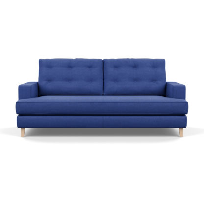 9fe4eeab1b83feb0efbf3fe2a9efa90344592af25dce1a27cf90dcba63168f4d.jpg An Image of Heal's Mistral 3 Seater Sofa Brushed Cotton Cobalt Black Feet