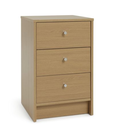 d42eb94107ac47ca2f6fadd01a4a49031928694a614d7f921444dd25370c29d5.jpg An Image of Argos Home Malibu 3 Drawer Bedside Table - Oak Effect