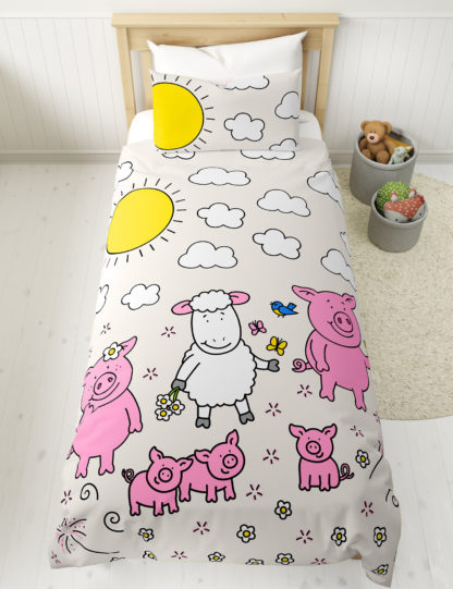 dafb8b72f8c71774cfa7c5cfaf65f98ce67bad4ad25f566b87bdad1e2e36b077.jpg An Image of M&S Cotton Mix Percy Pig™ Bedding Set