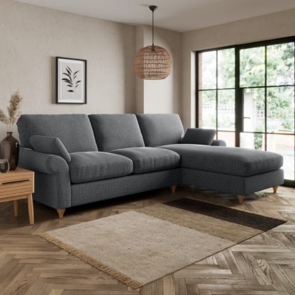 e40ac904c9973244f322a2e817b5d40a07f23722a65bc50dc0228114c2dd271b.jpg An Image of Salisbury Slub Cotton Right Hand Corner Sofa Slub Cotton Black