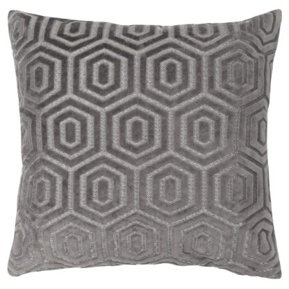e6da1869bee59efec67260eaf2f5790b290619191e3e172d20fb3475bd38cec4.jpg An Image of Cut Velvet Cushion - Flint - 45x45cm