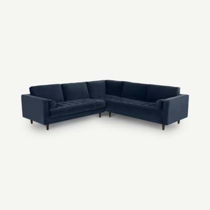 005d30dbf3f8efbafe8b37a268dc7ebff7b384f977314636a2679b7fba28f640-1.png An Image of Scott Corner Sofa, Navy Cotton Velvet