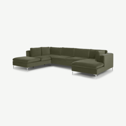 0307d9bed187ffa4df026fcc95d0ae1b31b7ee4dbd3622757e8badbfb58895bb-1.png An Image of Monterosso Left Hand Facing Corner Sofa, Pistachio Green Velvet