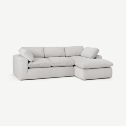 0815f5081f63b6766391269221bc95d48295880d466018df0376eda4400c03c6-1.png An Image of Samona Right Hand Facing Chaise End Sofa, Stone Grey Corduroy Velvet