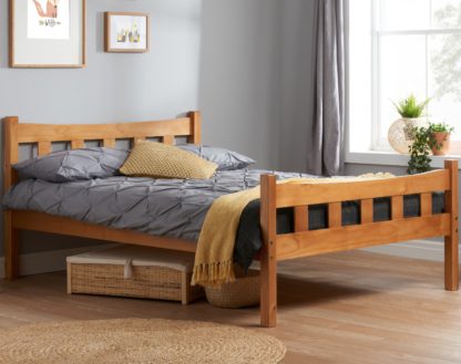 09a7879ae8708a6bb3b0de969b53fbdcb5e38c210255e6eef00f4aabd7c20e74.jpg An Image of Solid Pine Wooden Bed Frame 3ft Single Miami Antique