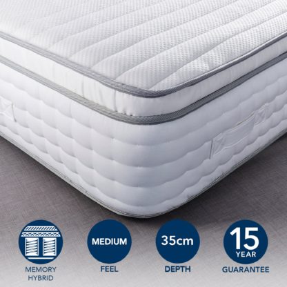 0a91ecd82183488f5f280197399f25527011b5827d799288667c3532d323fc4d.jpg An Image of Hotel Memory Foam Pillow Top 2000 Pocket Sprung Mattress White