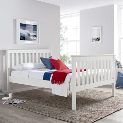 0bf8ff054cbb409535d160fd3f39cefca6fa44a802c6308895be32654bd154b7-1.jpg An Image of Solid Pine Wooden Bed Frame 4ft Small Double Lisbon White Finish