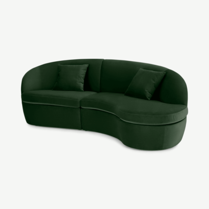 0ce2fa5738d182b1e92135c01d2ea3a71eb35dd2c03a6c45c4584ce4b88d6fc3-1.png An Image of Reisa Right Hand Facing Chaise End Sofa, Pine Green Velvet