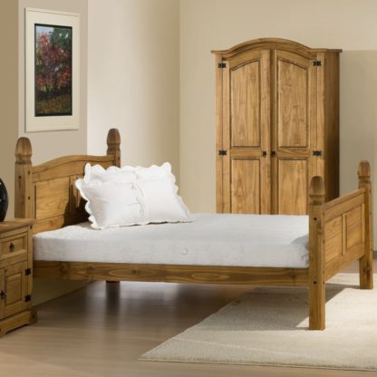 11f4dddcc83b2c52a6c9b3c3086bdd98d77eaea26a818f835fe698b11043c1f0.jpg An Image of Corona High Foot End Waxed Solid Pine Wooden Bed Frame - 5ft King Size