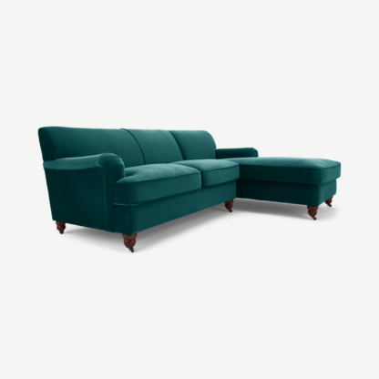 1994973a0320ae132fad590082cc3ac30fd222a975ef621408a87b33f8ded0aa-1.png An Image of Orson Right Hand Facing Chaise end Corner Sofa, Seafoam Blue Velvet