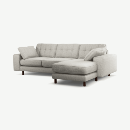 24fec9a299a9e6d50e2ba7f25b1e42f0b316efc8c0b795c954f8a1a3a3602d1b-1.png An Image of Content by Terence Conran Tobias, Right Hand facing Chaise End Sofa, Textured Weave Grey, Dark Wood Leg