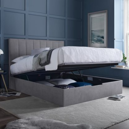 2563d2e38690d8a330acf65e485c28c415943c7ff60847d66843c932737c62eb-2.jpg An Image of Lincoln Connect Grey Fabric Ottoman Storage Bed Frame - 4ft6 Double