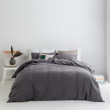 260ef10fcc8e9dd345532625e65668aea87fa3c91c1a5b9c43298bd374c13c58-2.jpg An Image of Alexia Stonewashed Cotton Duvet Cover + 2 Pillowcases, Super King, Graphite