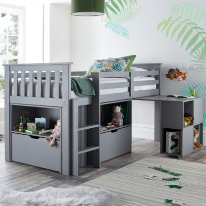 28707b9288ef5b19664b853cda7256299de63fdc889e76a4c7af0a10c3998751.jpg An Image of Milo Grey Wooden Mid Sleeper Kids Bed Frame - 3ft Single