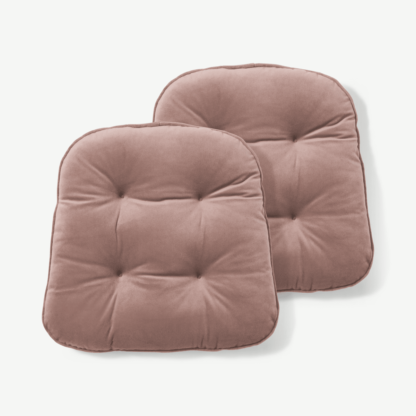 2dd624435ed95a88b13ba9388b8955f35618782b5c0ce2bf833ea97bf2707f5e-1.png An Image of Julius Set of 2 Velvet Top Seat Pads, 40x40cm, Soft Pink