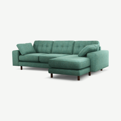 2ea8cc1ebc7e6d5a3797d38f5cdadf02f7206ae14c3aec5c1dbe2c9bdd96da45-1.png An Image of Content by Terence Conran Tobias, Right Hand facing Chaise End Sofa, Textured Weave Teal, Dark Wood Leg