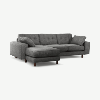 2ec7b127b1dfcc102ab22f244c7eee3b6442d863b52f906cd66c23d1551e4757-1.png An Image of Content by Terence Conran Tobias, Left Hand facing Chaise End Sofa, Textured Weave Slate, Dark Wood Leg