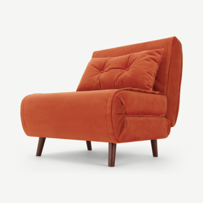307c5f1f84f6bb94d96c1ab98cf17fb7dc57ec5fb7d0b89c90adac36abccbb5e-1.png An Image of Haru Single Sofa Bed, Flame Orange Velvet