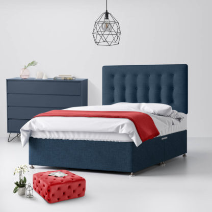 317ec27f56d963df492b34c5d4d27fd6759fd44fdce42c1dcd11fe4b8d0d1416-15.jpg An Image of Cornell Buttoned Midnight Blue Fabric No Drawer Divan Bed - 6ft Super King Size